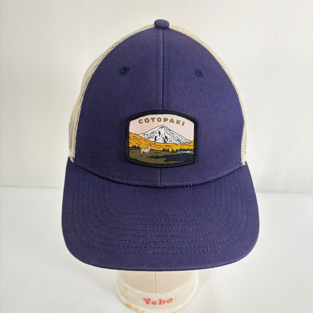 Cotopaxi Trucker Hat Navy Blue Mountain Llama Patch Snapback Mesh Cap